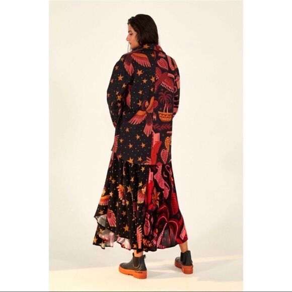 Farm Rio Mixed Black Prints Fleece Shirt Jacket size Small - Picture 4 of 11